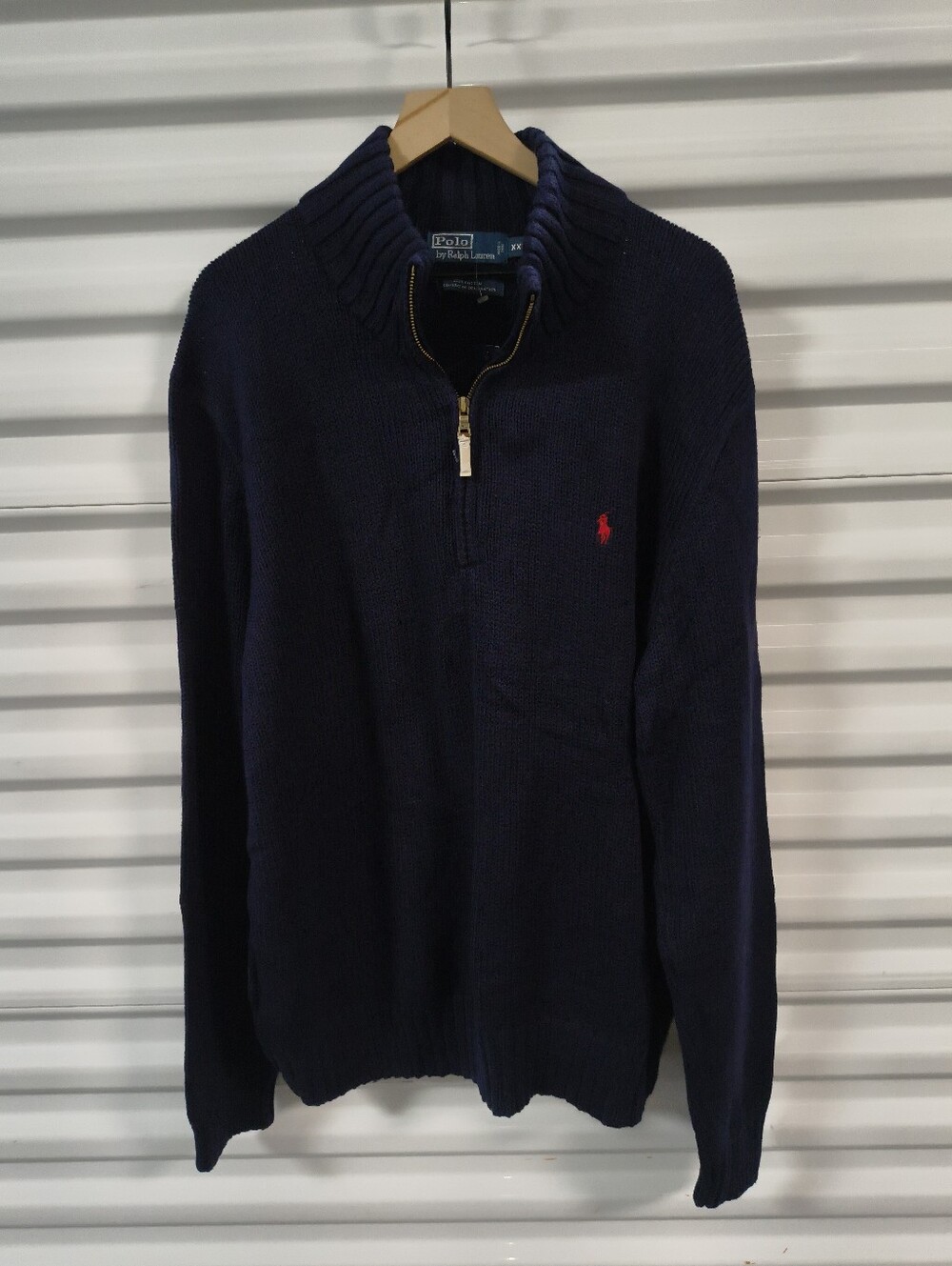 Polo By Ralph Lauren Blue 1/4 Zip Mock Neck Pullover Logo Sweater Mens XXL NWT
